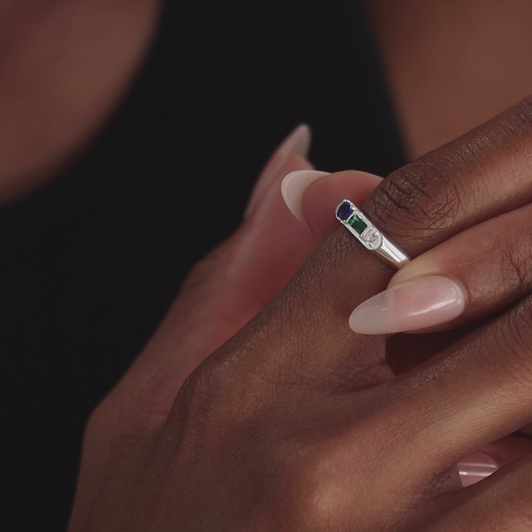 Bold Birthstone Signet Ring in Sterling Silver