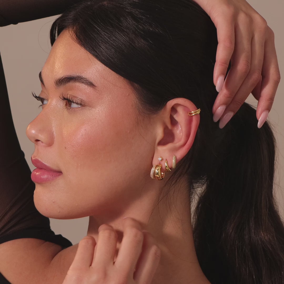 Duo Pave Dome Studs in Mixed Metal