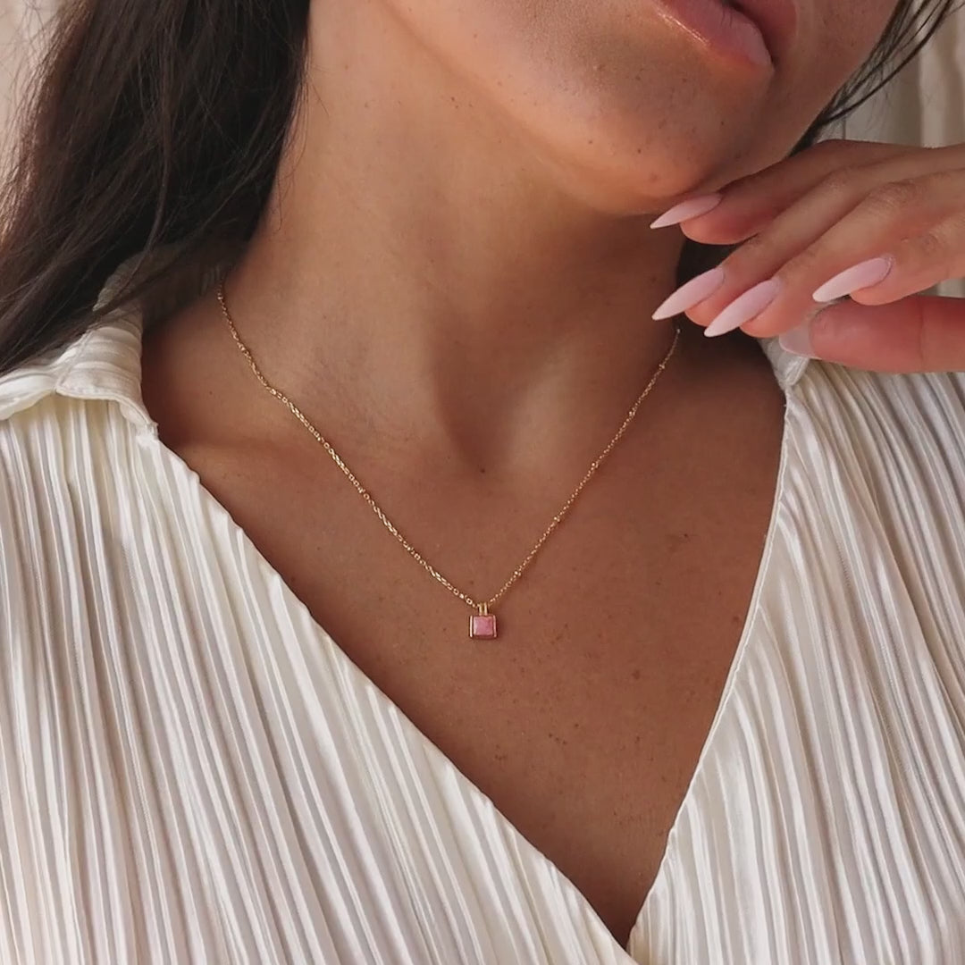 Pink Opal Pendant Necklace