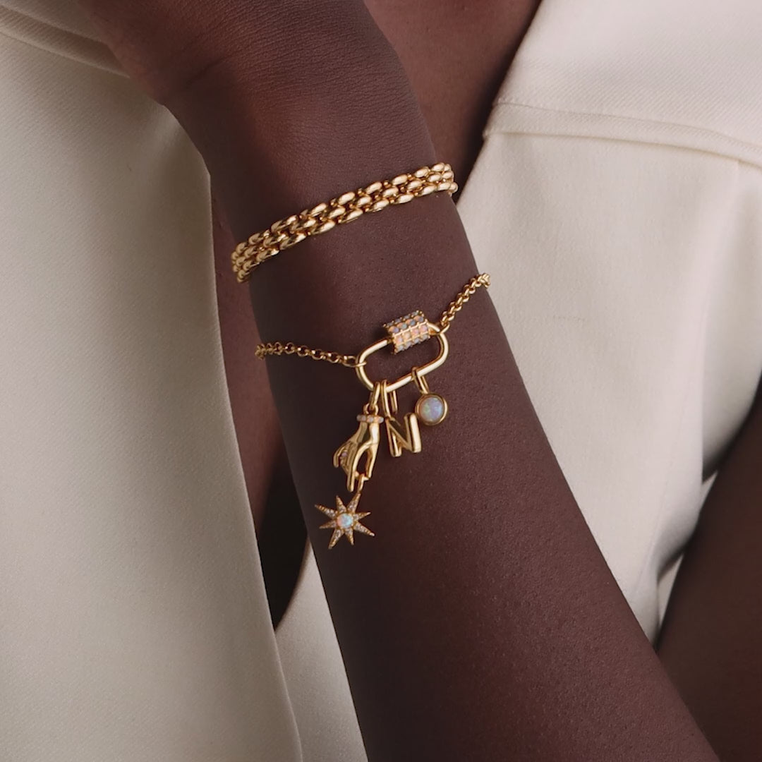 Opal Carabiner Clasp in 18K Gold