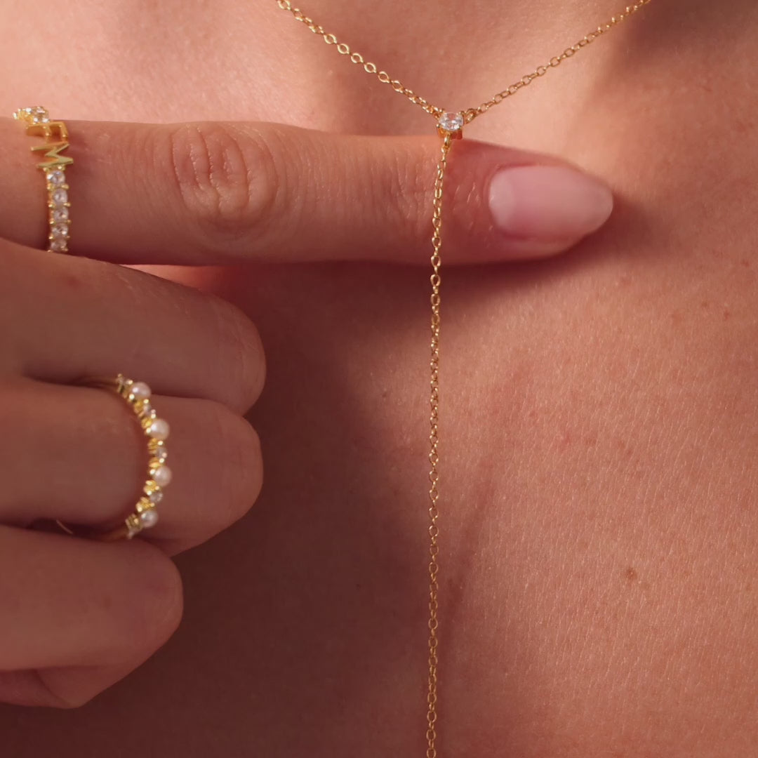 Pearl Drop Lariat Necklace