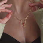 Bar & Carabiner Charm Set in 18K Gold