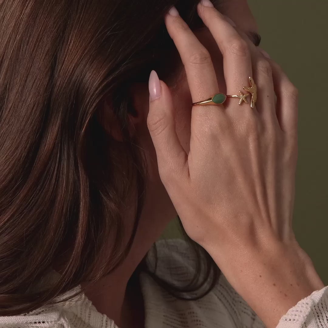Marquise Jade Signet Ring