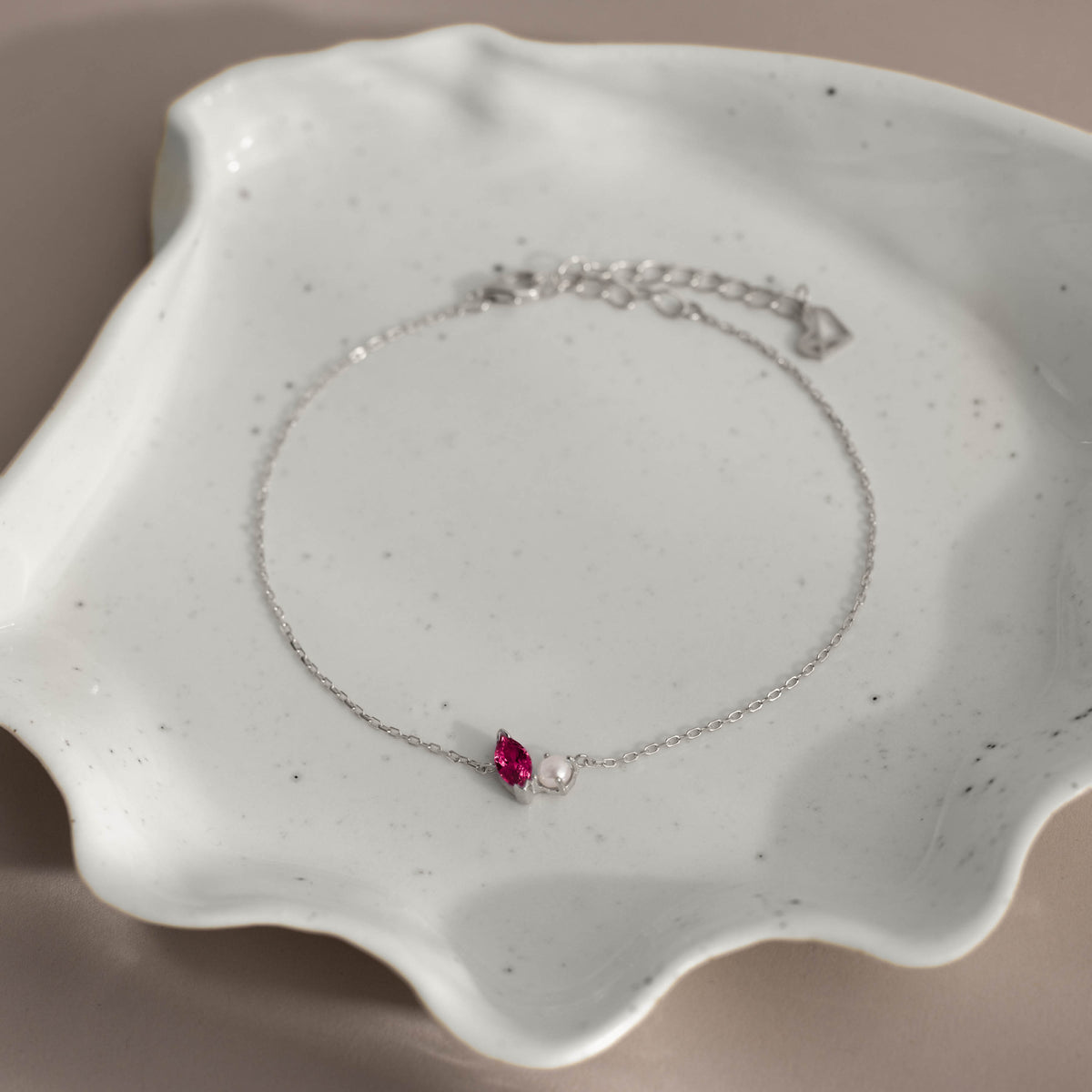 Marquise Ruby & Pearl Bracelet