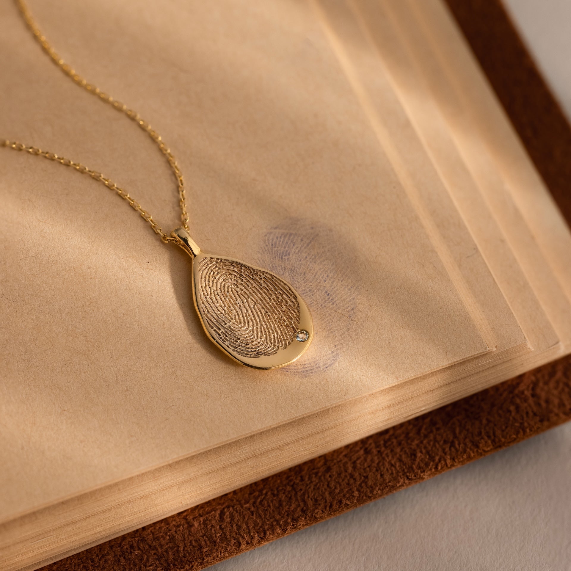 Organic Fingerprint Teardrop Necklace