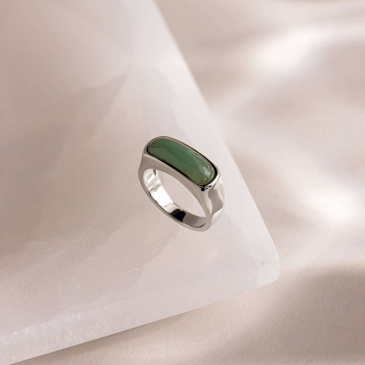 Jade Signet Ring in Silver