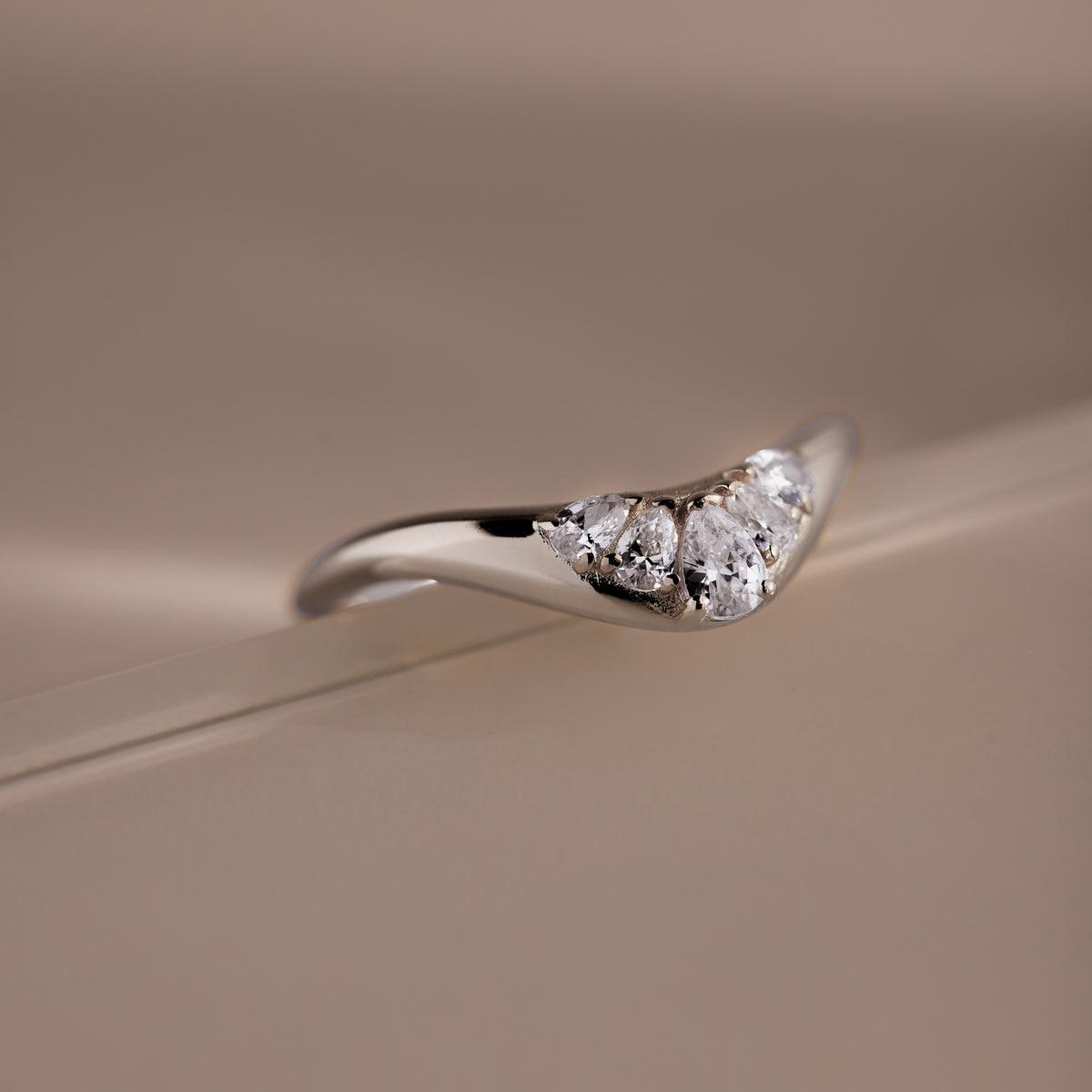 Sunrise Diamond Curve Ring