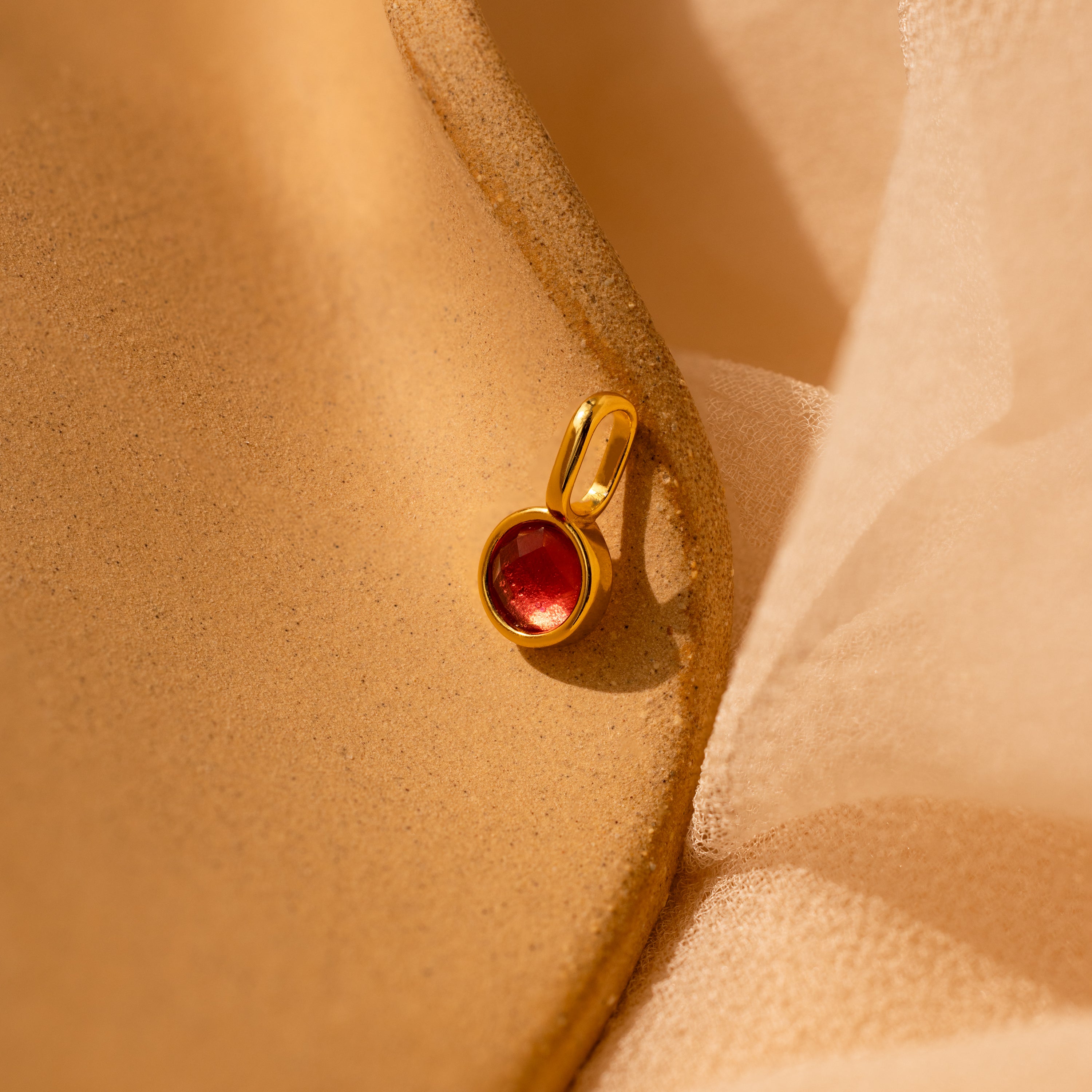 Signet Garnet Birthstone Pendant in Bezel Setting