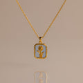 Blue Zircon Birth Flower Charm Necklace