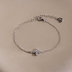 Diamond Cross Necklace & Bracelet Set in Silver