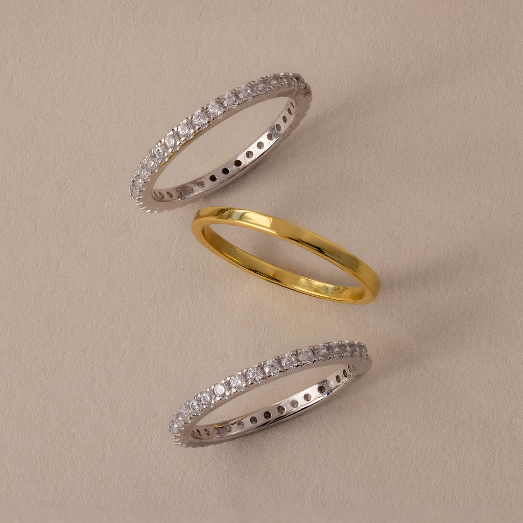 Mixed Metal Eternity Ring Set