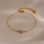 Diamond Cross Necklace & Bracelet Set in 18K Gold