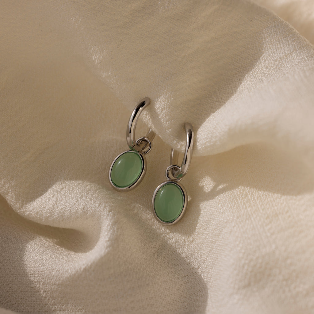 Jade Oval Jewelry Set in Silver