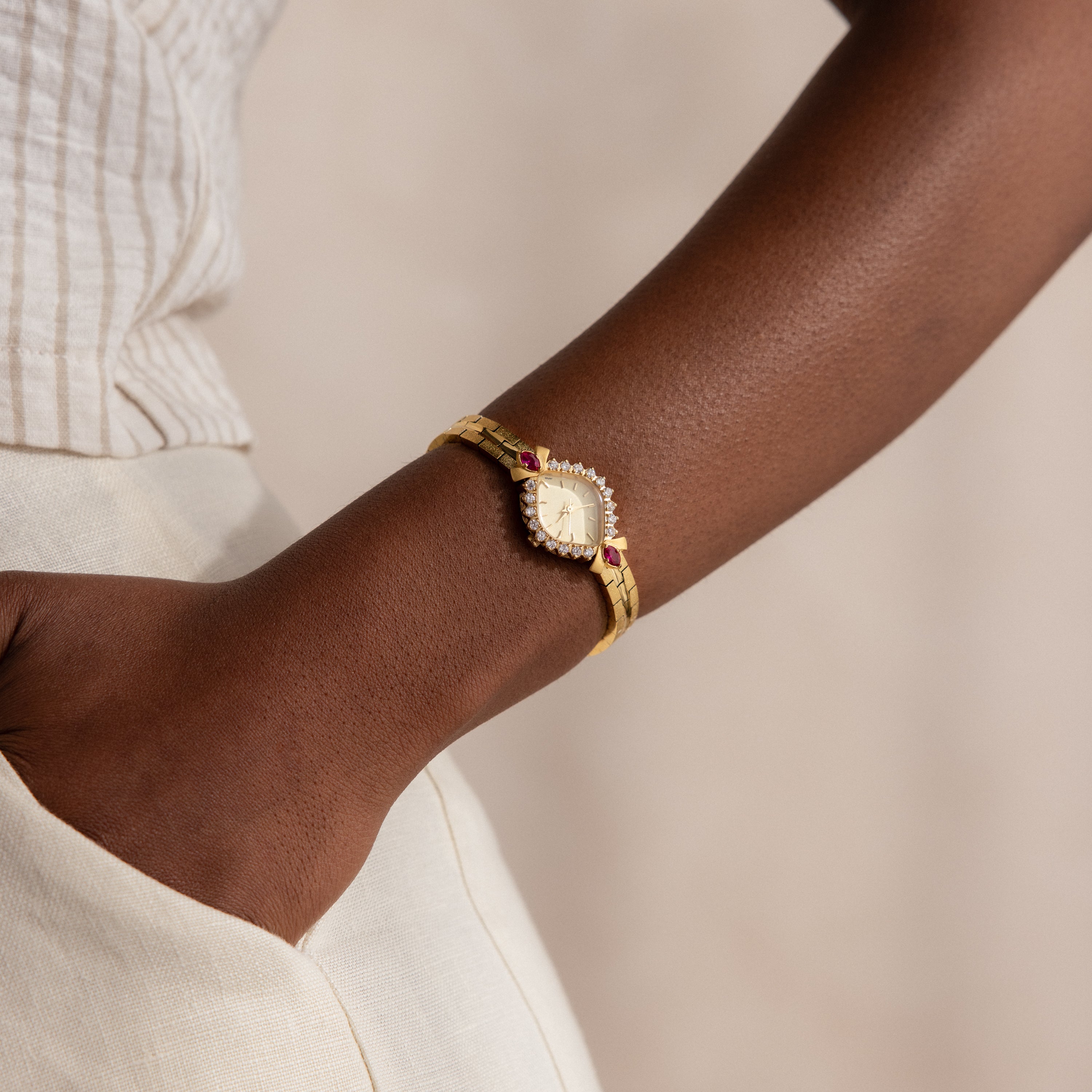 Art Deco Ruby Pavé Watch Timepiece | Caitlyn Minimalist