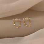 Opal & Diamond Chain Studs in 18K Gold