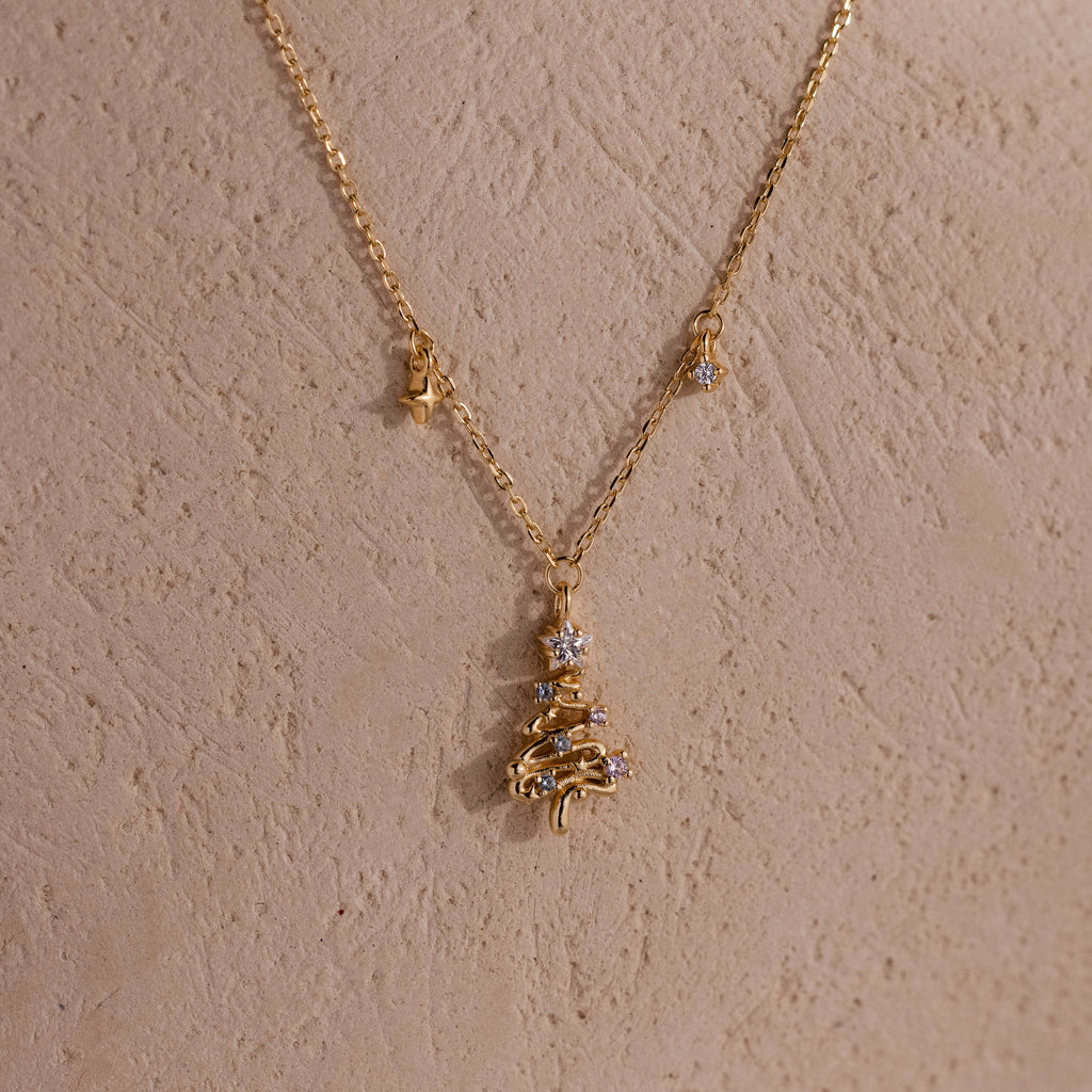 Holiday Diamond Tree Necklace in 18K Gold