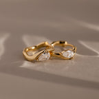Organic Diamond Teardrop Hoops in 18K Gold
