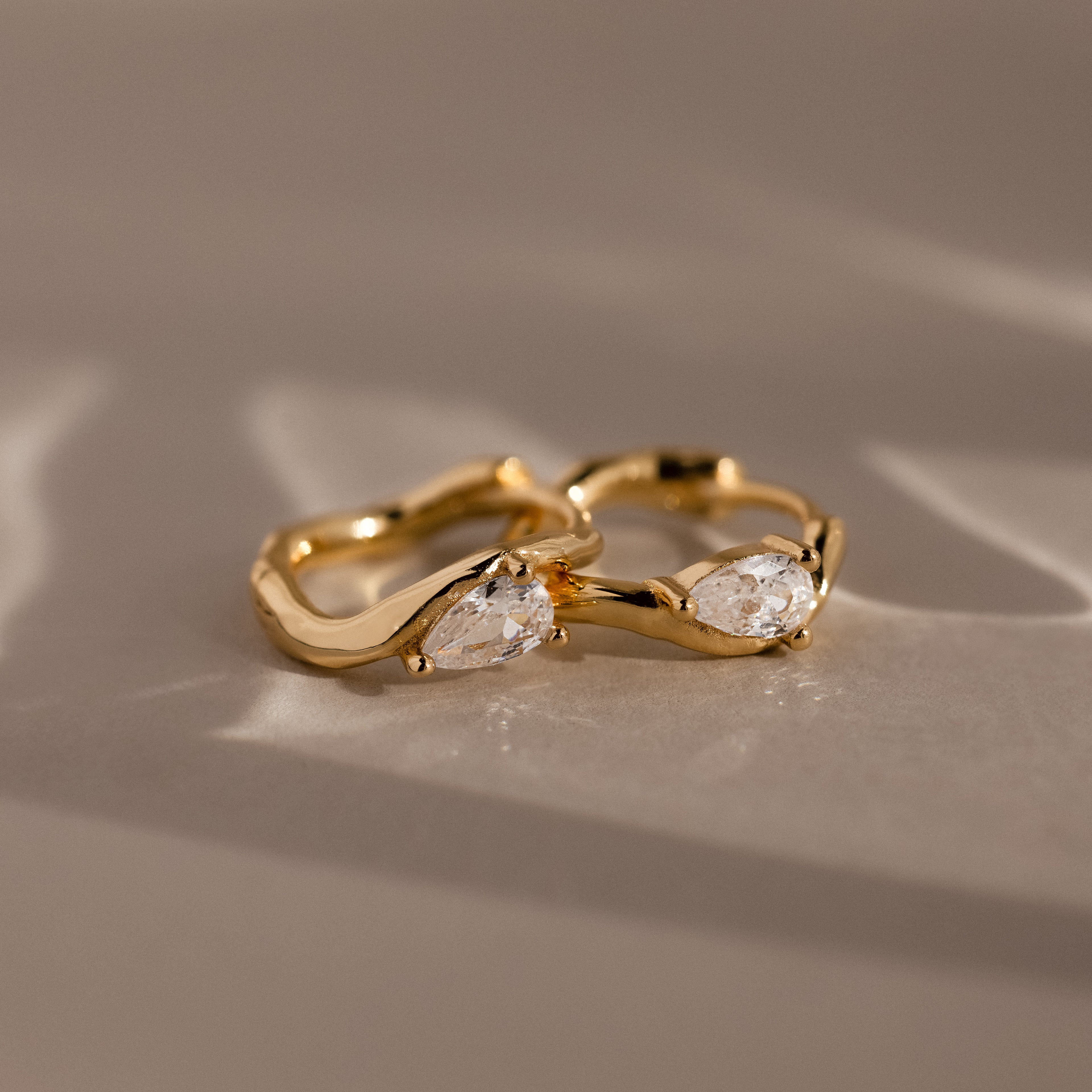 Organic Diamond Teardrop Hoops