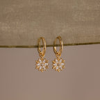 Diamond Poinsettia Hoops in 18K Gold