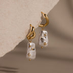 Starry Baroque Pearl Charm Hoops in 18K Gold