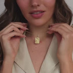 Initial Rectangle Pendant Necklace