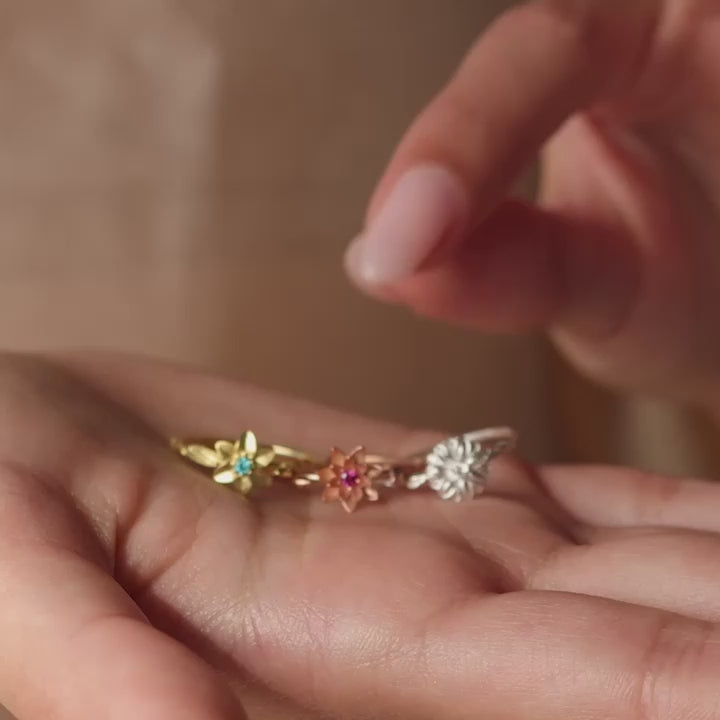 Flower Birthstone Ring