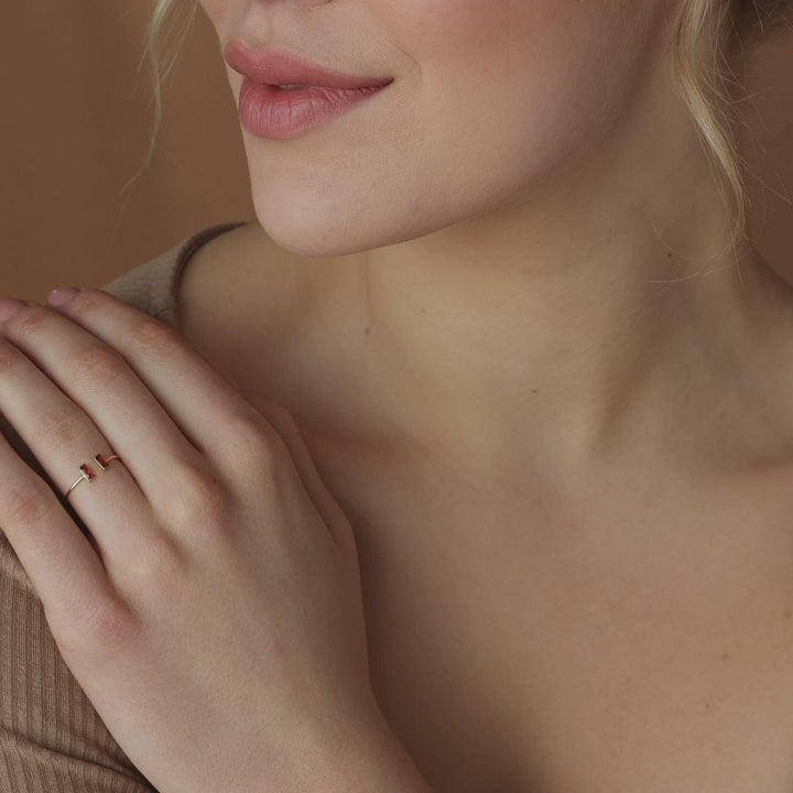 Bague Baguette Verticale Duo 