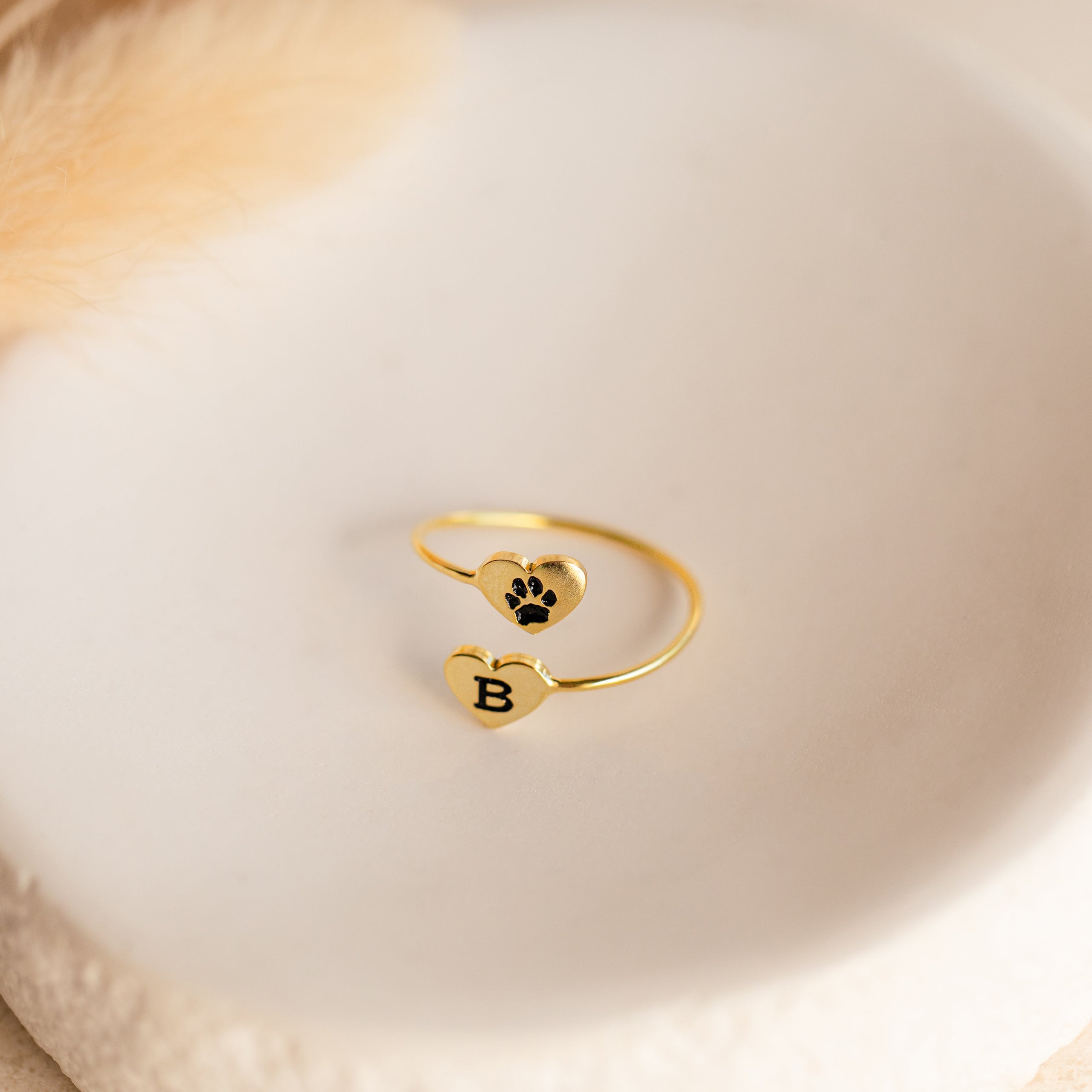 Paw Print Duo Heart Ring