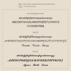 A chart displaying uppercase, lowercase letters, and numbers in three print and script fonts—ideal for creating personalized Alex Initial Studs or custom initial earrings.