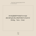 Alphabet font chart featuring uppercase, lowercase, and names Shirley, Tiana, Chase in a playful youth-inspired font—ideal for designing the Preppy Multiple Name Necklace in Box Chain or personalized jewelry.