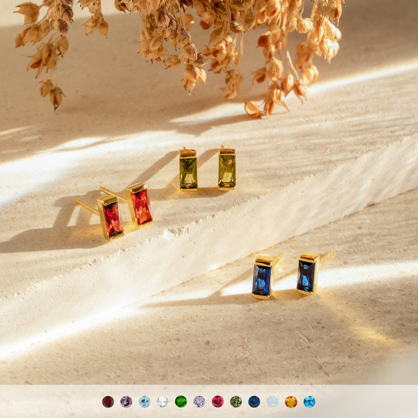 Only 45.00 usd for Birthstone Baguette Studs (Peridot) Online at the Shop