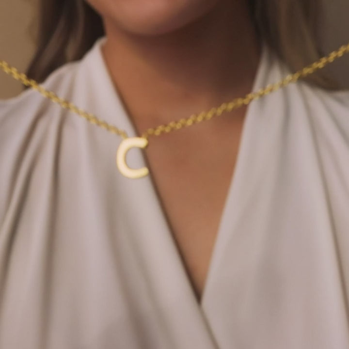 14K Gold Plated Initial Necklace – Dainty Letter Necklace A-Z, Adjustable Chain Gift For Women