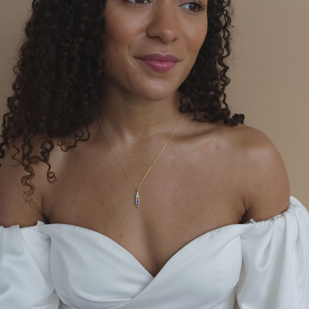 Vertical Pod Birthstone Necklace