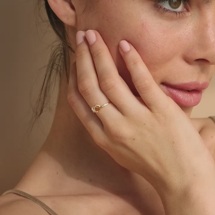 Pave Heart Knot Ring