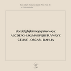 A font chart shows Apollo Print Font 36 with sample text in upper and lowercase, perfect for designing your Apollo Letter Name Necklace or custom initial necklace.