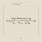 Font chart showing uppercase and lowercase script letters with three names—Haden, Maxine, Kinsley—in a dainty style, perfect for designing your Personalized Dainty Tiny Name Bracelet or other minimal jewelry pieces.