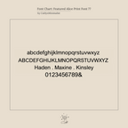 Font chart shows uppercase, lowercase letters, numbers, and symbols in the Alice Thin Engraved Ring’s serif typeface—ideal for an elegant and minimal personalized gift or engraved ring.