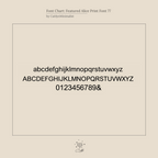 Font chart displays uppercase, lowercase, numbers, and ampersand in a clean sans-serif style—ideal for personalizing your Alice Double Letter Necklace in Box Chain.