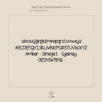Font chart featuring lowercase, uppercase, sample names, and numbers in a rounded, playful handwritten style—ideal for youth-inspired designs or personalizing the Preppy Multiple Name Necklace in Curb Chain.