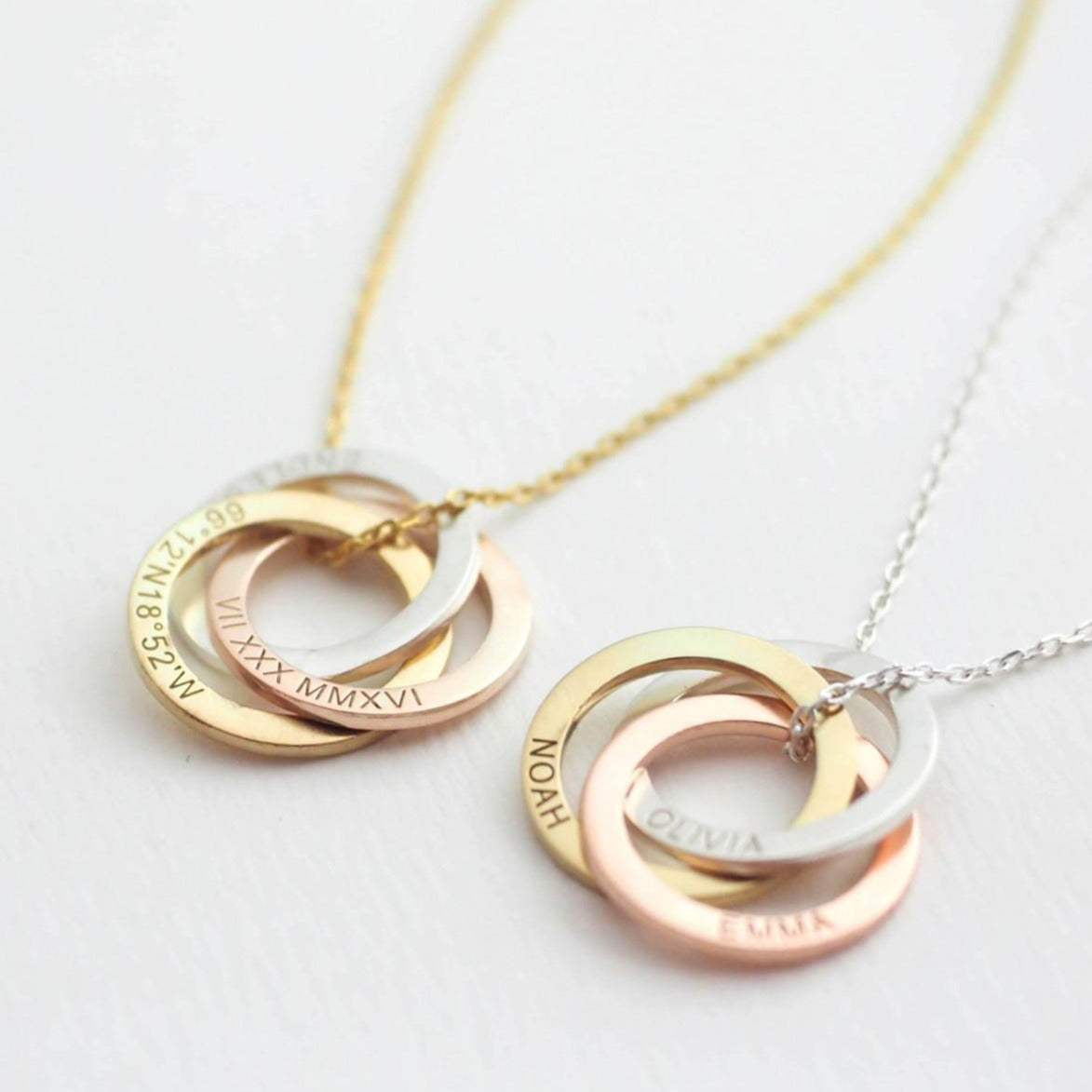 Triple Family Birthstone Linked Circle Necklace By Joy by Corrine Smith |  notonthehighstreet.com