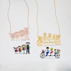 Kids Drawing Necklace in Rose Gold features your child’s custom family drawing as a unique pendant—perfect wearable art or a personalized gift for parents.