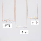 The Heartbeat Necklace features three stunning pendants in gold, silver, and rose gold—an elegant jewelry collection and a unique personalized gift for any occasion.