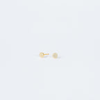 Pave Round Studs feature small, round gold settings encrusted with sparkling crystals, adding a touch of glam to any look on a plain white background.