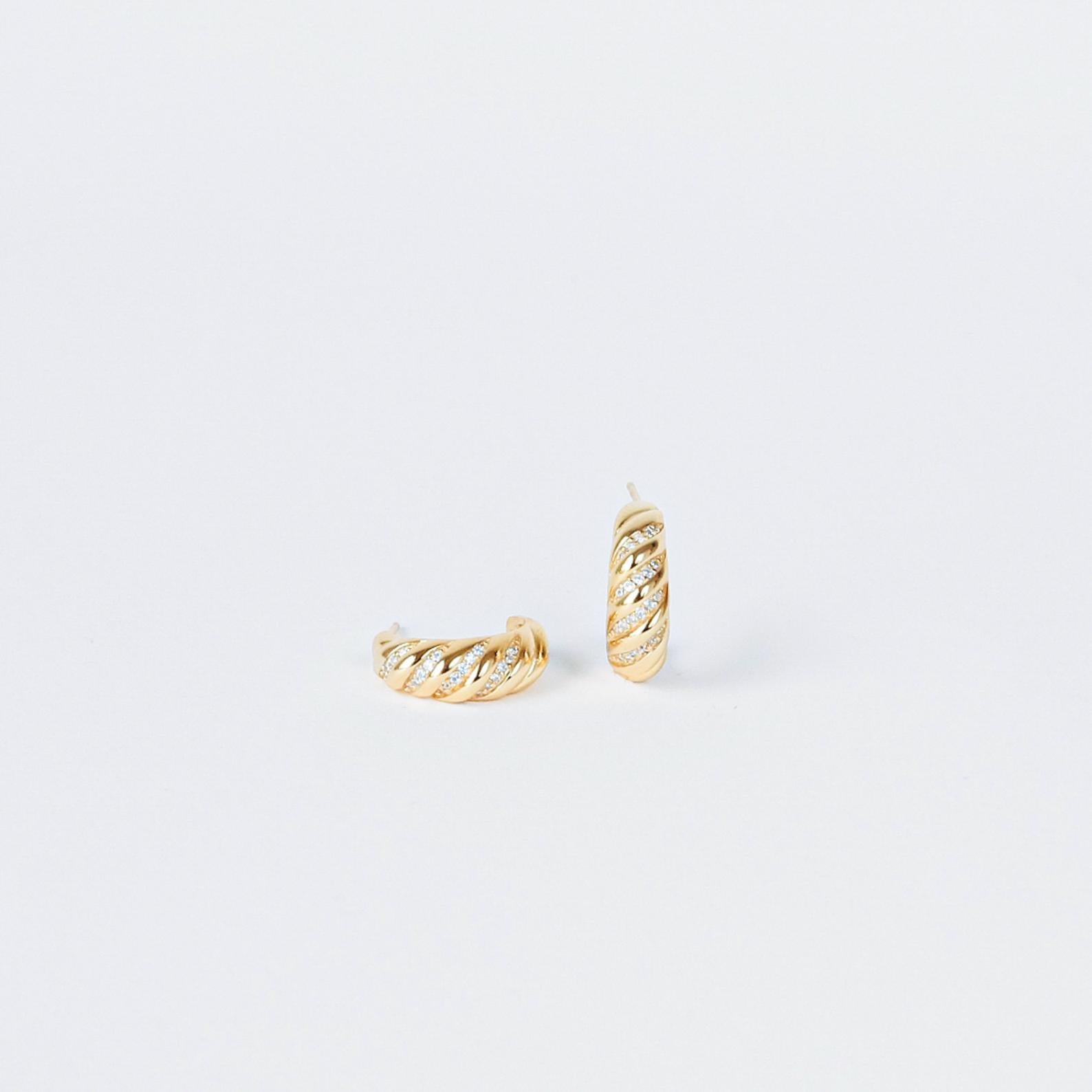 Pave Croissant Earrings