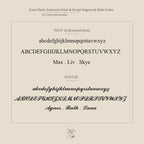 Choose from two font styles, featuring uppercase and lowercase letters with sample names—Max, Liv, Skye, Agnes, Ruth, and Lana—to personalize your Spinner Pendant Necklace's unique spinning design.