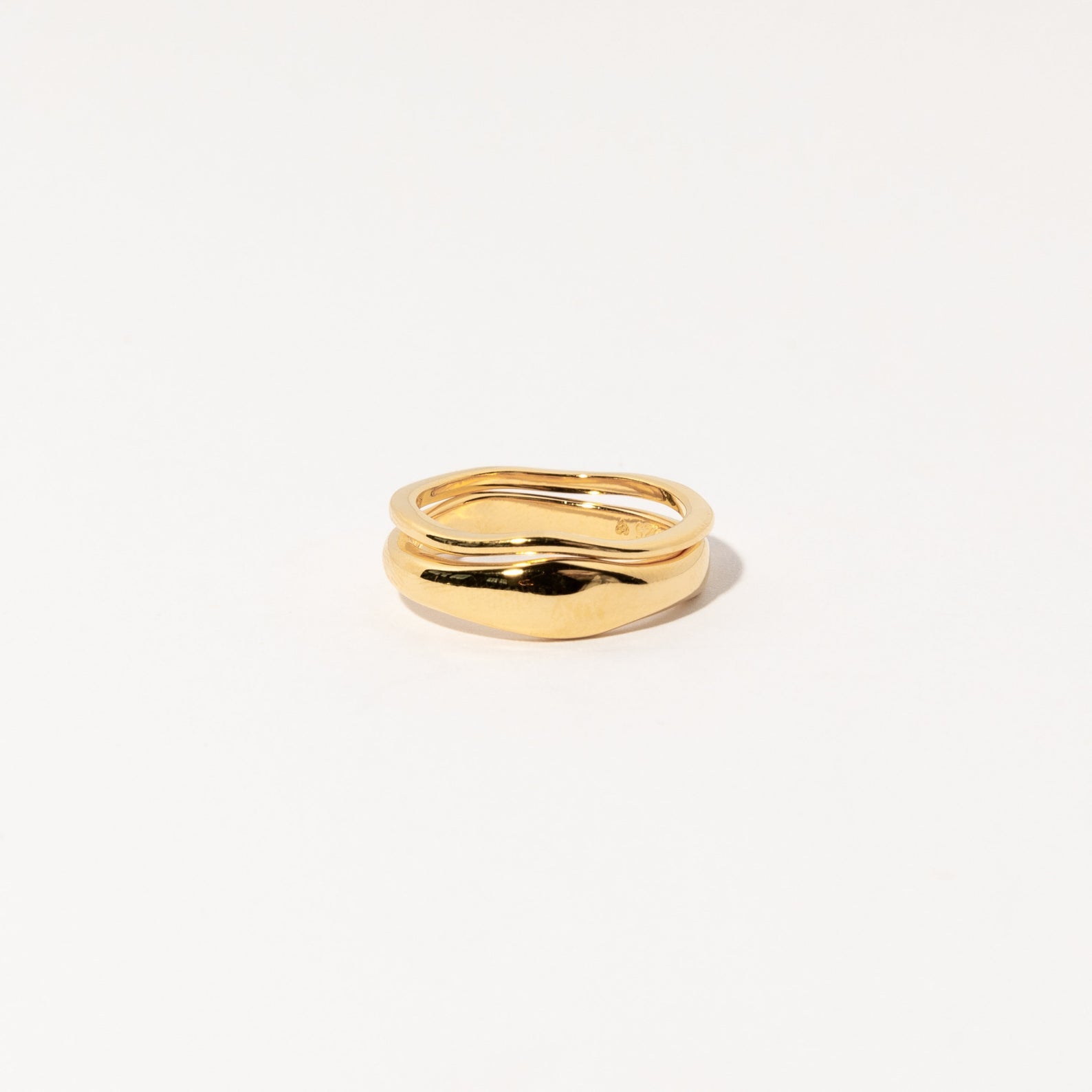Duo Form Ring Set displayed together on a light background, highlighting their sleek and modern silhouette.