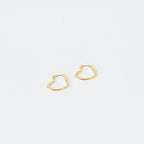 A pair of Heart Hoops featuring a small, open gold heart design shown against a white background.