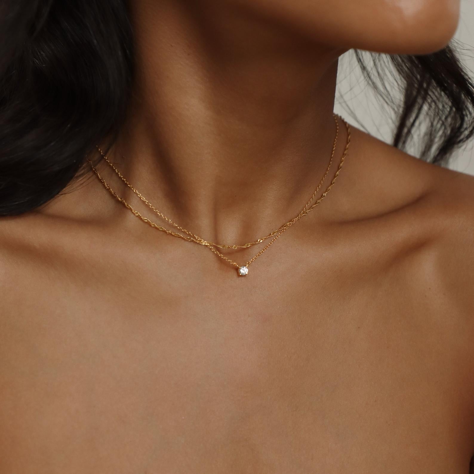 14k Gold Diamond & Moonstone Necklace - solid gold, moonstone pendant