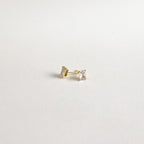 Emerald Diamond Studs—classic gold prong-set earrings featuring rectangular clear stones that sparkle elegantly against a plain white background.