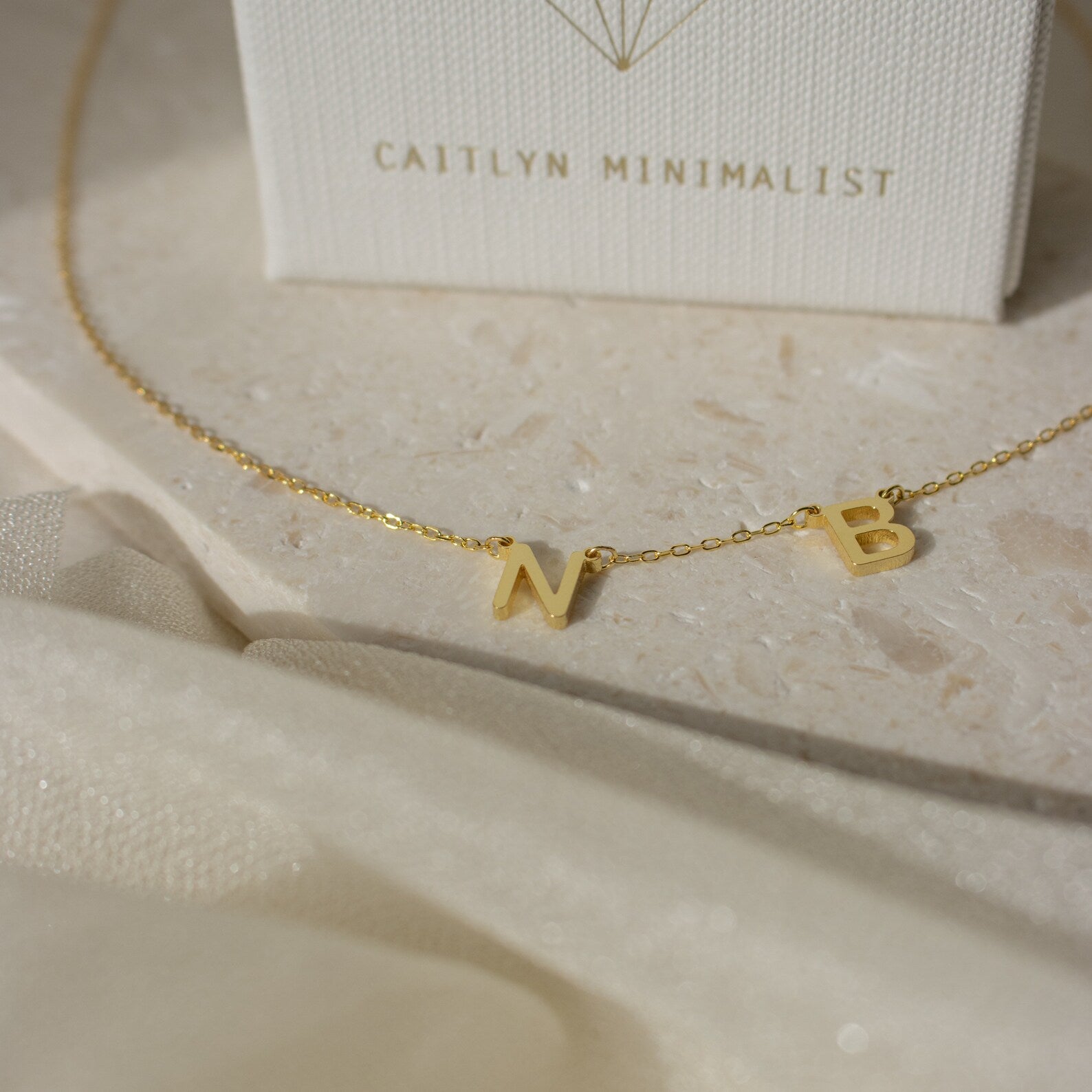 Letter Initials Necklace 18k Gold 925 Sterling Silver Rose Gold Caitlyn Minimalist 